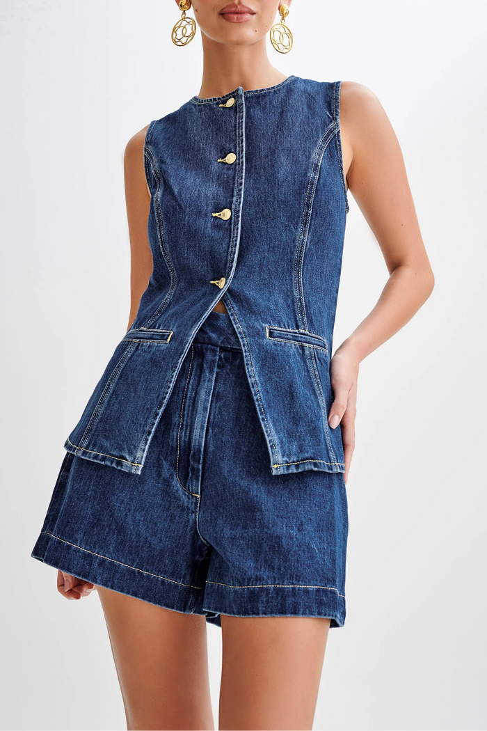 Anais Denim Top [+Free Matching Shorts Today]